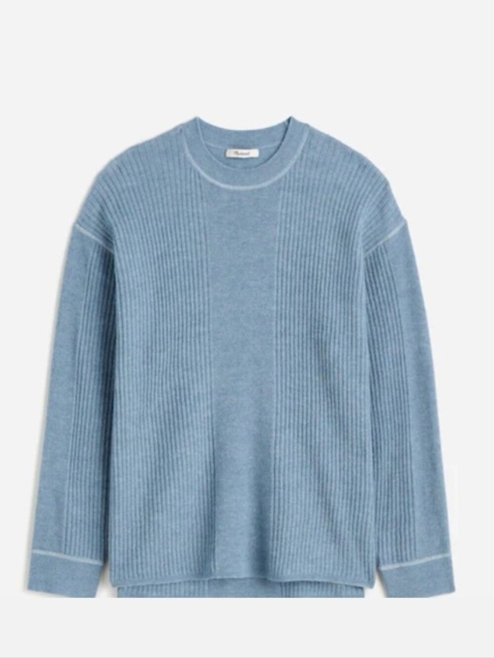 Madewell Light Blue Ribbed Crewneck Sweater Alpaca XL